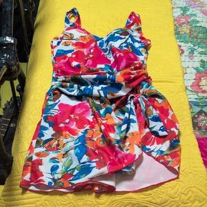 Vibrant Floral Skirted Swimsuit